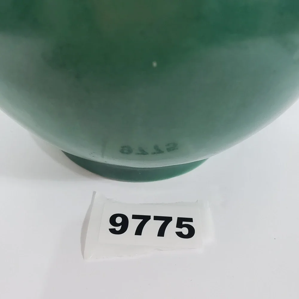 VTG Erphila Art Pottery Pitcher‎ Green Ceramic Czechoslovakia 7 in Tall See Flaw